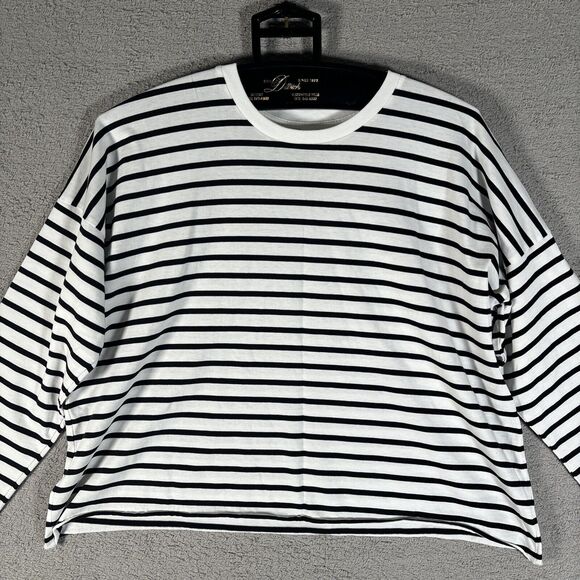 Uniqlo Women’s Size S Long Sleeve Stripe Top Black White‎ Light Weight Blouse - Picture 2 of 11